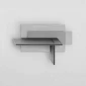 Overlapping rectangles in grayscale tones create a layered composition against a white background, featuring diffused translucent forms and subtle gradations.