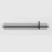 Glass shelving unit, dark gray metal post, staggered rectangular shelves, minimalist design, translucent gray glass, studio lighting.