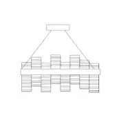 Geometric line drawing of a tiered structure with rectangular platforms and stacked blocks, featuring a minimalist, abstract design.