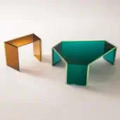 Distinguished Glas Italia Bisel table crafted from five layers of amber multichromatic glass with a high-shine glossy finish