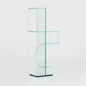 Exceptional Glas Italia Ollie Totem bookcase crafted in pale greenish-blue extralight glass and laminated mirror with seamless joints