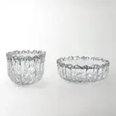 Exceptional Glas Italia Fountain Murano side & coffee table crafted in subtly frosted clear poured glass with a heavily textured surface