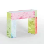 Distinguished Glas Italia Remis console with a vibrant mosaic of cast glass tiles and glossy hues