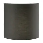 Cylindrical lampshade, dark gray fabric, matte finish, vertical texture, even rim, studio product shot, white background.