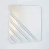 Distinguished Glas Italia Andromeda mirror crafted from premium glass with a captivating etched linear pattern and crisp white finish