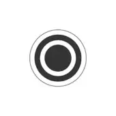 Concentric rings graphic, black, gray and white, symmetrical circular composition with a minimalist aesthetic and high contrast visual structure.