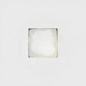 Abstract wall art, white pigment on textured light surface, swirling cloudy shape in dark frame, recessed display.