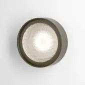 Wall-mounted light, anodic bronze, round fixture with textured diamond-pattern glass and matte finish, studio product shot.