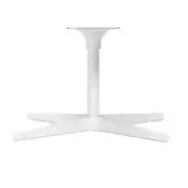White table base, conical top, star-shaped legs, matte finish, cylindrical column, minimalist modern design, studio shot, symmetrical form.