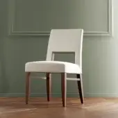 Exceptional Costantini Pietro Blues chair with beech wood frame and light cream fabric upholstery crafted with a high gloss finish