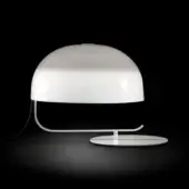 Distinguished Oluce Zanuso table lamp with a large adjustable rotary diffuser crafted from Perspex and a matte white lacquered metal base