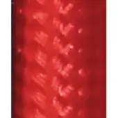 Red knitted texture with looped pattern and white highlights, displaying faint vertical text within a dense, slightly irregular woven surface.