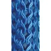 Blue chainmail texture with rounded links in a repeating vertical pattern, exhibiting a smooth, glossy finish and dense construction.