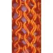 Orange woven textile displaying a diamond grid pattern of interconnected, rounded links with a slight sheen and consistent, tight weave.