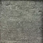 Woven textile sample, muted gray color, irregular fiber pattern with tonal variations and a rough, nubby surface texture.