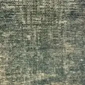 Woven textile sample, gray and beige tones, irregular mottled pattern with dense horizontal and vertical thread structure, textured surface.