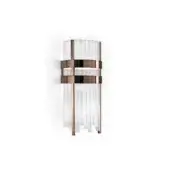 Exclusive DV Home Collection Elite Round Wall Lamp with transparent cannetè glass and reddish-bronze metal bands in satin finish