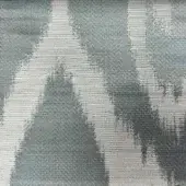 Geometric fabric sample with vertical gray and white bands, woven texture, fragmented pattern, smooth finish for upholstery or drapery.