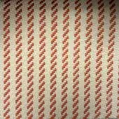 Woven textile sample, off-white and terracotta, features repeating vertical stripes with angled chevron shapes and a visible grid texture.