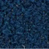 Deep blue knitted fabric texture with looped yarn, irregular structure, and subtle teal variations creating a fuzzy, tactile surface.