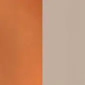 Terracotta and beige color swatches, matte finish, vertically divided composition, neutral gray background, studio color sample.