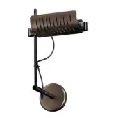 Reading lamp, anodic bronze and chromium, rectangular head with vertical slots and hinged adjustable arm, mid-century modern design.