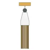 Tassel ornament, mustard yellow and dark gray, with rectangular top and golden-brown fringe, identified as n3 mixed colors.
