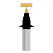 N5 Total Black floor lamp, black metal with vertical slats, topped with a gold sphere and rectangular accent, studio shot.