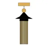 Decorative tassel with golden-yellow strands, black conical cap, and golden sphere, identified as “n6 total black.”