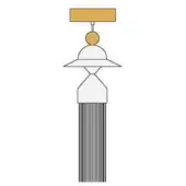 Tassel, white fringe, cylindrical form, gold bead, rectangular bar, symmetrical design, studio lighting, n8 all white.