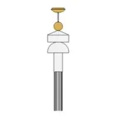 Architectural column illustration, white with gold accents, featuring a fluted shaft, dome, square section, and circular platform top.