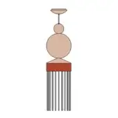 Decorative tassel with three tiered spheres, reddish-brown band, and light gray fringe against a white backdrop, matte finish.
