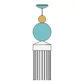 Tassel design with turquoise and golden-yellow spheres, white fringe, rectangular base, against a white background, labeled “xl3 mixed colors.”