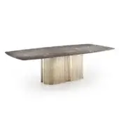 Sophisticated DV Home Collection Windsor lounge table with dark grey marble and gold-toned fluted stainless steel base crafted with a glossy polish