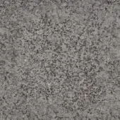 Gray granite texture with irregular dark gray and black inclusions, polished surface, cool neutral tone, studio lighting, and absent background.