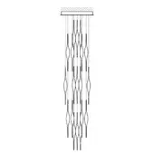 Chandelier black line drawing, rectangular plate with descending curved rods, dense vertical arrangement, Melogranoblu hydra beta large.