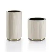Distinguished DV Home Collection Hollywood planter with upholstered construction and luminous stainless steel base in matte finish