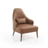 Exceptional DV Home Collection Manhattan lounge chair with beech plywood shell and warm brown fabric upholstery in a satin finish
