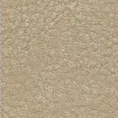 Beige textile sample with distressed leather-like texture, featuring raised lines, crevices, and a woven selvedge edge.