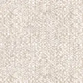 Jacquard fabric sample, off-white and beige, dense woven texture with raised circular motifs and subtle horizontal lines.