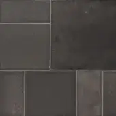 Dark gray rectangular tiles in patchwork layout, semi-gloss finish, with subtle veining and lighter grout lines; identified as s46 – graphite semi gloss.