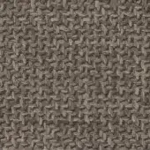 Woven textile sample, muted gray-brown tone, irregular interlocking pattern with a dense, matte finish and subtle tonal variations.