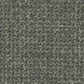 Woven textile sample, muted gray with heathered effect, complex basketweave pattern, subtle olive green threads, substantial yarn texture, tx602 storm.