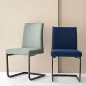 Superior Bontempi Hisa chair with sage green textile upholstery and matte metal cantilevered base