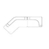 Modular sectional sofa line drawing, white background, angular design with rectangular cushions and connected segments.