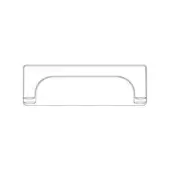 Sofa pull line drawing, rectangular shape, recessed arched center, raised border, minimalist design, white background.