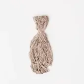 Bamboo silk cord bundle, off-white, vertical strands secured with twine, displaying a soft fibrous texture and natural color variation.