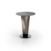 Distinguished DV Home Collection Stanley side table with circular marble top and translucent gradient-toned stainless steel column