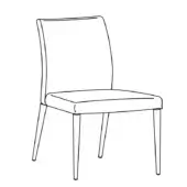 Dining chair, fabric upholstery, rectangular backrest, tapered legs, minimalist design, matte finish, contemporary style, white background.