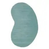 Rugiano ciclopi sasso rug ortensia, teal irregular shape, smoothed stone form, short pile texture, contemporary style.